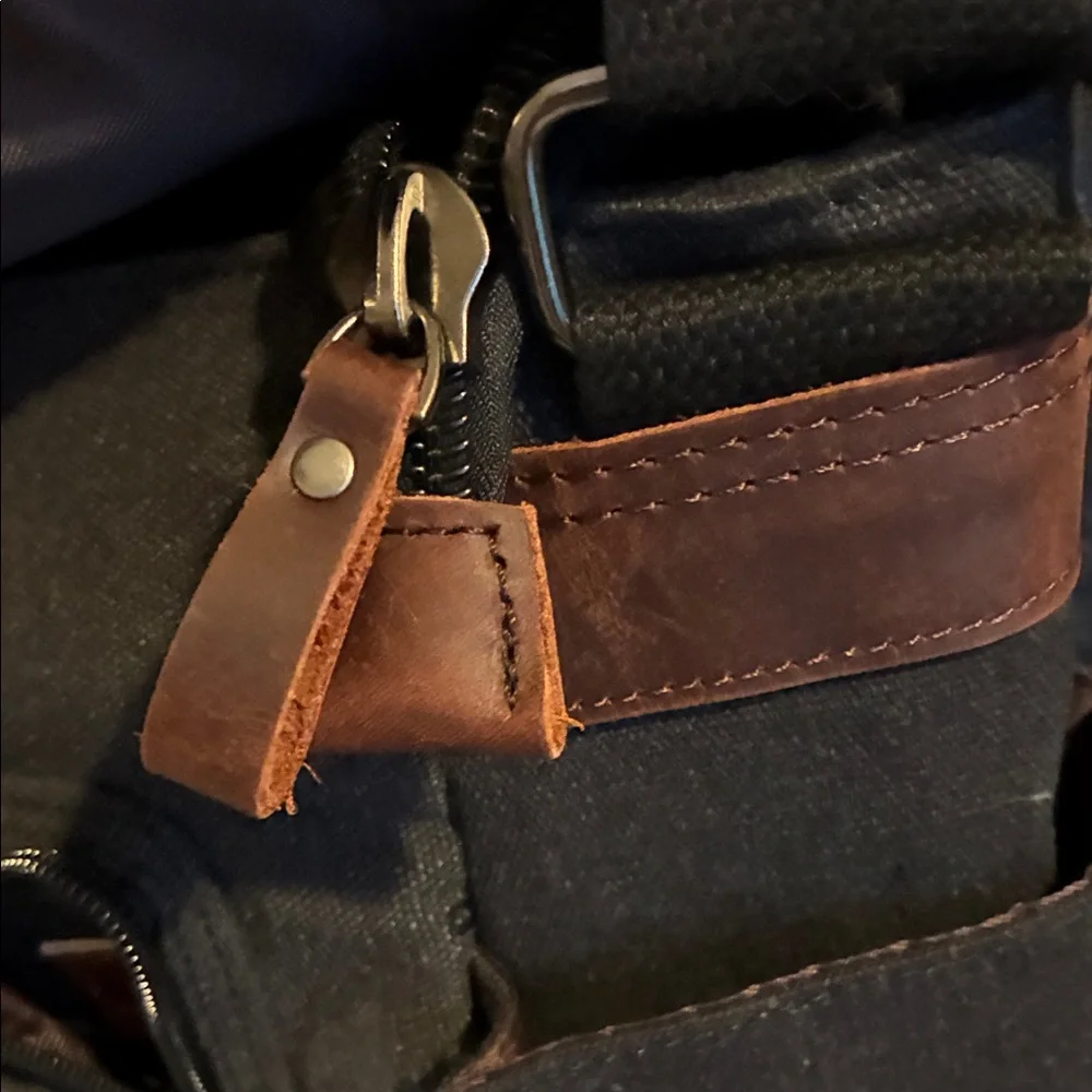 Black Canvas Messenger Bag with Leather Accents - Classic Everyday Carry